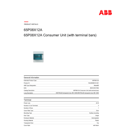 ตู้คอนซูเมอร์ยูนิตกันน้ำ 8 ช่อง ABB MISTRAL 8 MODULES (IP66 ฝาใส)_2